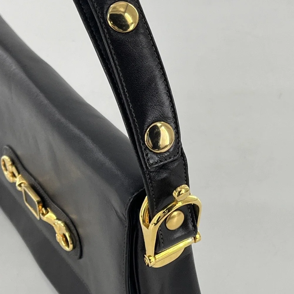 Vintage MCM Susan Gail Leather Shoulder Bag Rare Gold Spur Accents Quiet Luxury - Picture 3 of 16